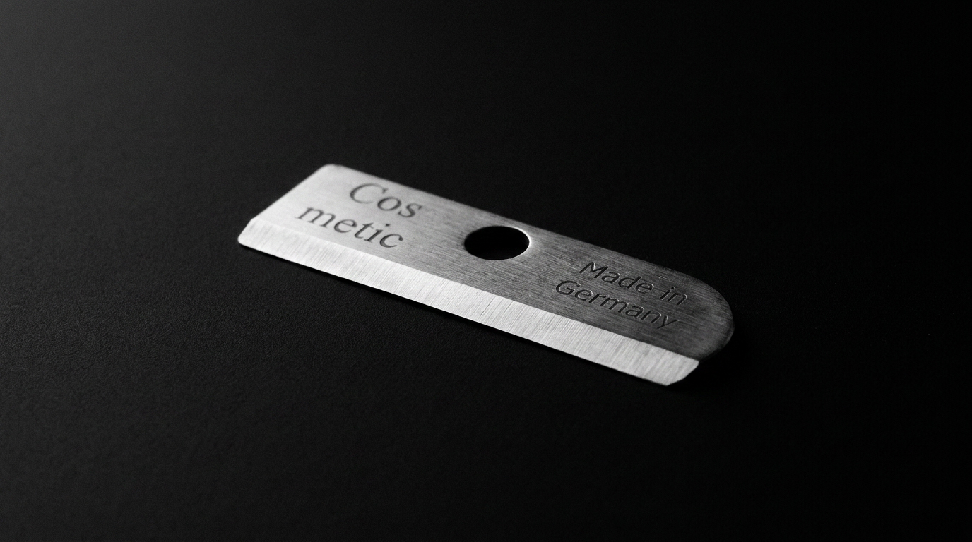 Macro photograph of a KUM cosmetic sharpener blade edge